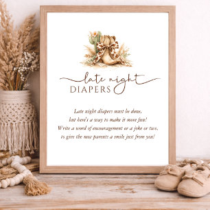 Western Baby Shower Spiel Late Night Windeln Schil Poster