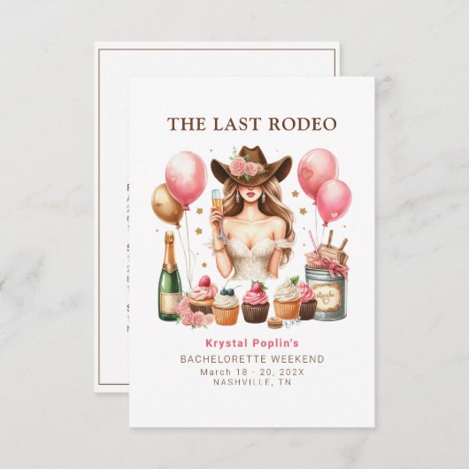 Western Bachelorette Einladung (Vorne/Hinten)