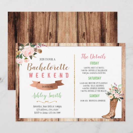 Western Bachelorette mit Einladung (Vorne/Hinten)