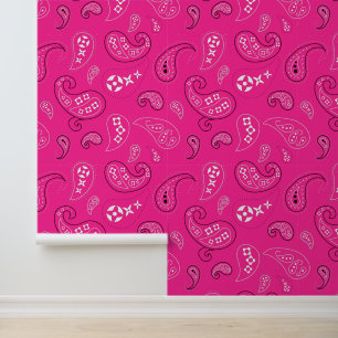 Western Bandana Paisley Pattern Bright Pink Tapete