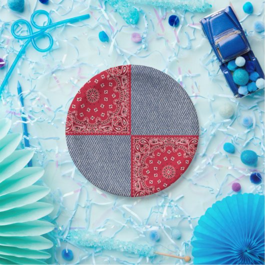 Western Bandana und Blue Jean Print Pappteller (Party)