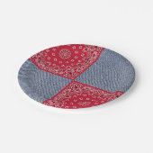 Western Bandana und Blue Jean Print Pappteller (Schrägansicht)