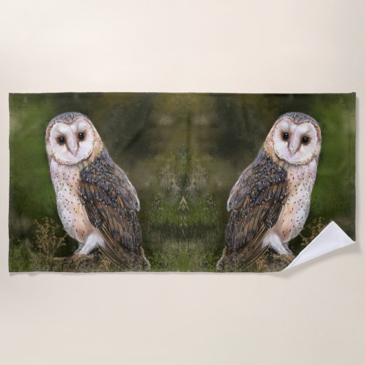 Western Barn Owl Beach Towel - Modern Strandtuch (Vorderseite)