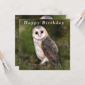 Western Barn Owl Happy Birthday Card Karte (Vorderseite/Rückseite Beispiel)