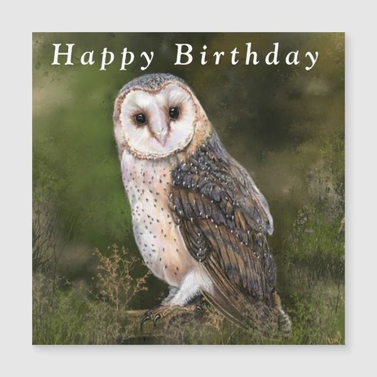 Western Barn Owl Happy Geburtstag Magnetkarte (Vorderseite)