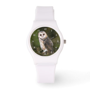Western Barn Owl - Mignes Wasserfarben Malerei Art Armbanduhr