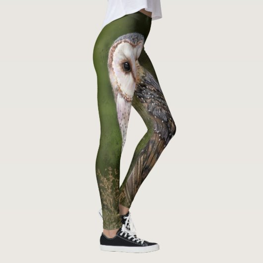 Western Barn Owl - Wasserfarbenmalerei Art Leggings (Rechts)