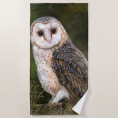 Western Barn Owl - Wasserfarbenmalerei Art Strandtuch (Vorderseite)