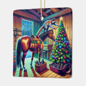 Western Barn Raccoon Dekorieren Weihnachtsbaum Keramikornament (Links)
