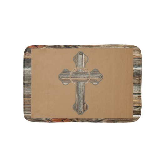 Western Barnwood Cross mit Ropes und Conchos Badematte (Vorderseite)