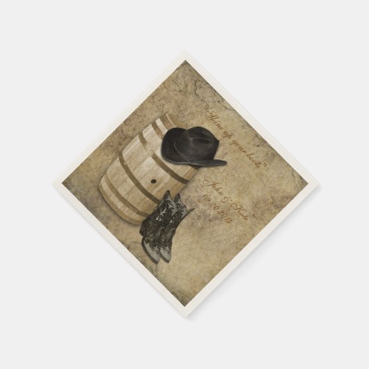 Western Barrel and Boots Wedding Napkins Serviette (Ecke)