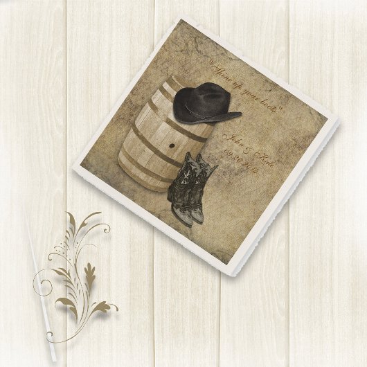 Western Barrel and Boots Wedding Napkins Serviette
