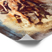 Western Barrel Racing Cowgirl Decoupage Poster (Ecke)