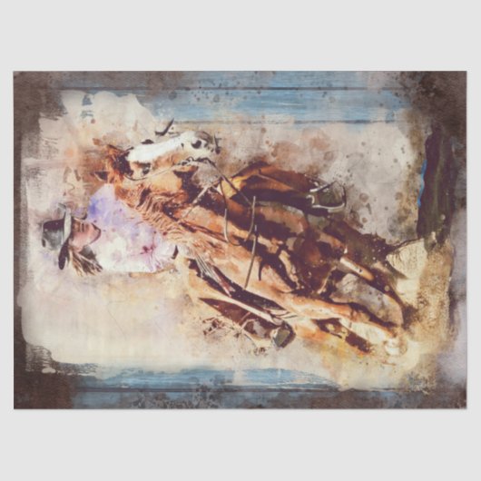 Western Barrel Racing Cowgirl Decoupage Seidenpapier (Vorderseite)