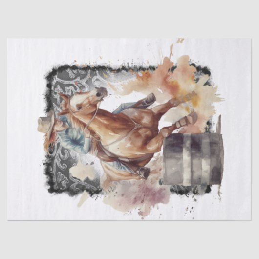Western Barrel Racing Cowgirl Decoupage Seidenpapier (Vorderseite)