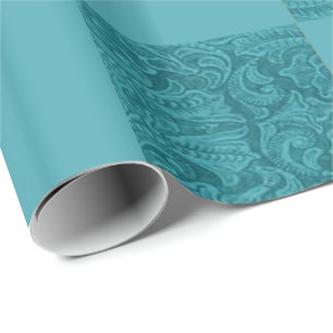 Western bearbeiteter lederner Türkis-Block-Druck Geschenkpapier