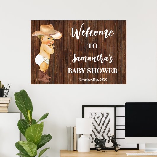Western Begrüßung Kleine Cowboy Babydusche Poster (Heimbüro)
