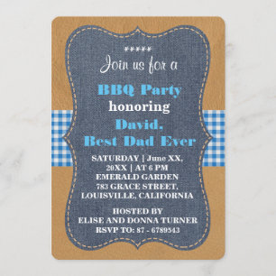 Western BEST VATER EVER Denim GRILLEN PARTY Custom Einladung