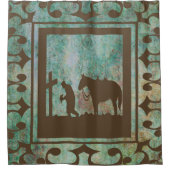 Western betet Cowboy und Pferd Duschvorhang (Vorderseite)