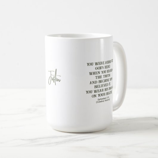 Western Bible Verse Cowboy Version Kaffeetasse (VorderseiteRechts)