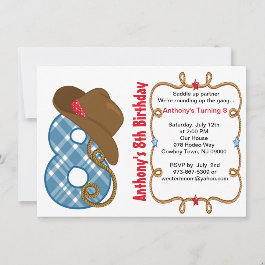 Western Big Aight Boy Geburtstag Einladung (Vorderseite)