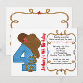Western Big Four Boy Birthday Einladung (Vorne/Hinten)