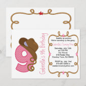 Western Big Nine Girl zum Geburtstag Einladung (Vorne/Hinten)