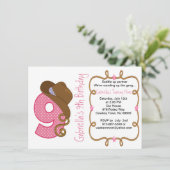 Western Big Nine Girl zum Geburtstag Einladung (Stehend Vorderseite)