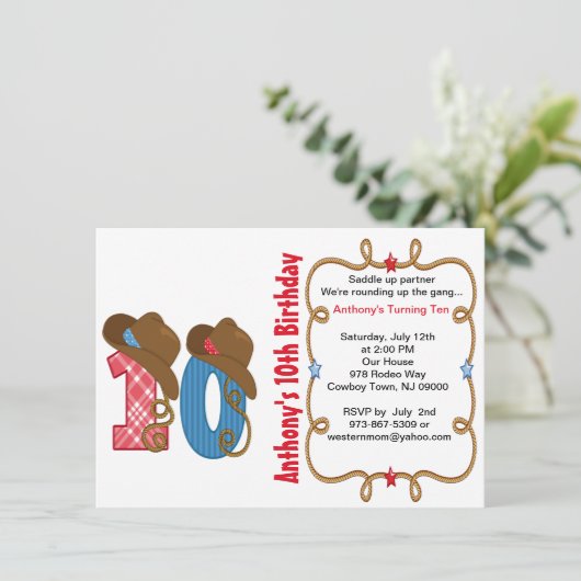 Western Big Ten Boy Geburtstag Einladung (Stehend Vorderseite)