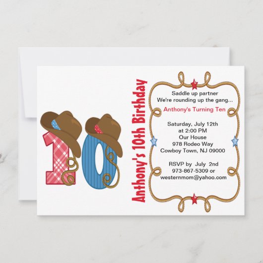 Western Big Ten Boy Geburtstag Einladung (Vorderseite)