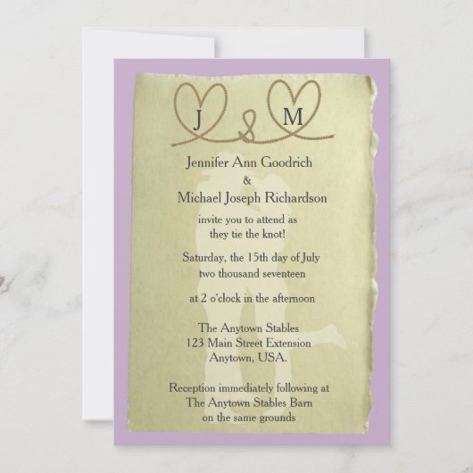 Western binden die nicht anpassbare Farbhochzeit Einladung (Vorderseite)