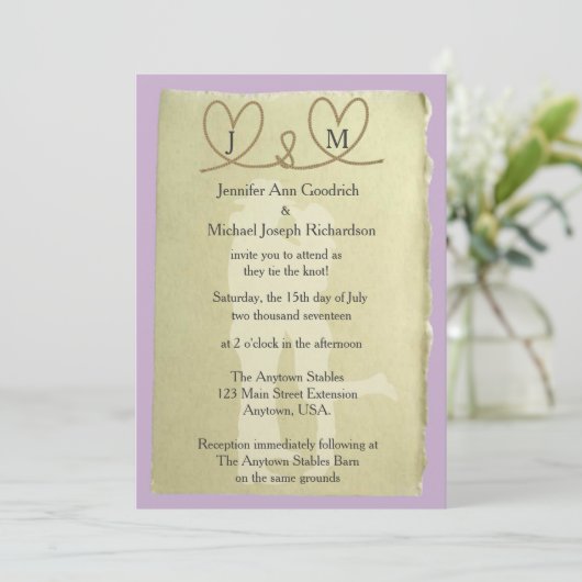 Western binden die nicht anpassbare Farbhochzeit Einladung (Stehend Vorderseite)