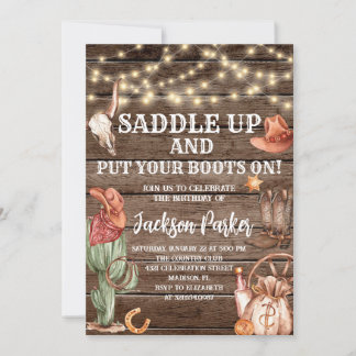 Western Birthday Country Boots Geburtstagsparty Einladung