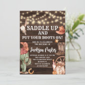 Western Birthday Cowboy Boots Geburtstagsparty Einladung (Stehend Vorderseite)