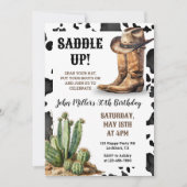 Western Birthday Cowboy Boots & Hat Cow Print Einladung (Vorderseite)