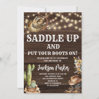 Western Birthday Cowboy Geburtstagsparty Einladung