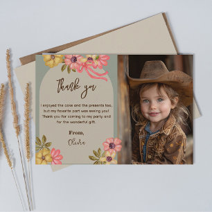 Western Birthday Cowgirl Boho Foto Blume Dankeskarte