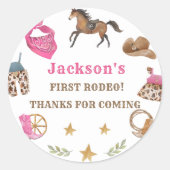 Western Birthday Danke, Klasse Runder Aufkleber (Vorderseite)