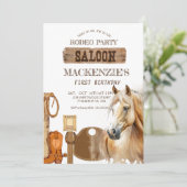 Western Birthday Party First Rodeo Einladung (Stehend Vorderseite)