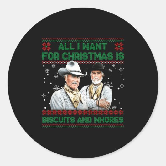 Western Biscuits And S Christmas Quote Runder Aufkleber (Vorderseite)