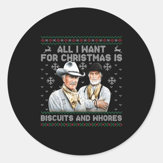 Western Biscuits And S Christmas Quote Runder Aufkleber (Vorderseite)