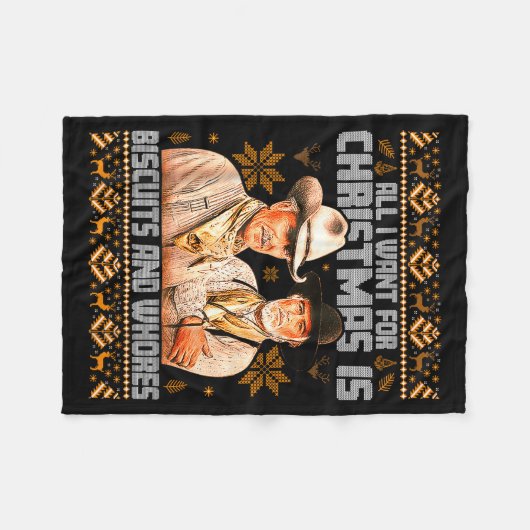 Western Biscuits And S Christmas Ugly  Fleecedecke (Vorderseite (Horizontal))