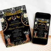 Western Black and Gold Charra Boots 15 Años Einladung