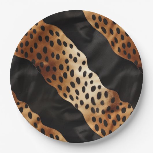 Western Black Brown Cream Cowhide Pappteller (Vorderseite)