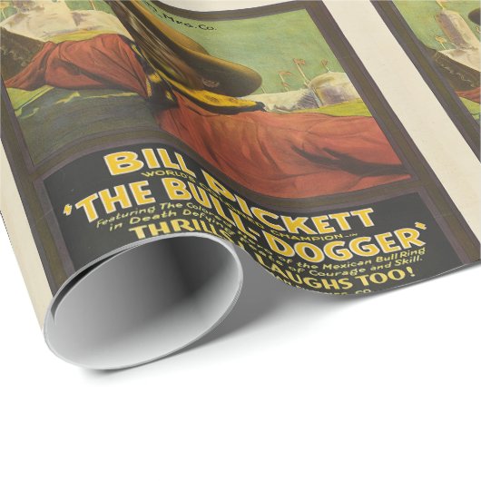 Western Black Cowboy Steer Dogger Gift Wrap Geschenkpapier (Rolleneckpunkt)