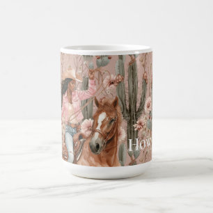 Western Black Cowgirl Pink Cactus Floral Kaffeetasse