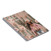 Western Black Cowgirl Pink Cactus Floral Notizblock (Rechte Seite)