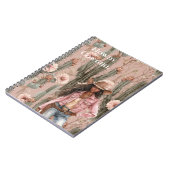 Western Black Cowgirl Pink Cactus Floral Notizblock (Linke Seite)