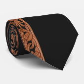 Western-Blätterdruckbild auf schwarz Krawatte (Gerollt)