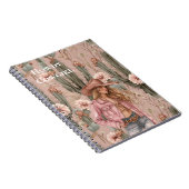 Western Blond Cowgirl Pink Cactus Blume Notizblock (Rechte Seite)